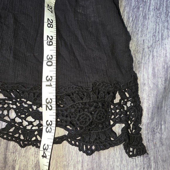 La Blanca Black Crochet Lace Trim V Neck Beach Cover Up Tunic Dress XL - Picture 7 of 11